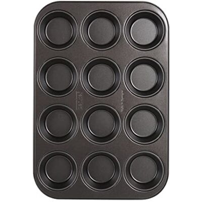 Zenker Forma do muffinek na 12 sztuk – blacha do pieczenia muffinek i babeczek – odporna na wysokie temperatury blacha na 12 muffinek z powłoką zapobiegającą przywieraniu, czarna Zenker Forma do muffinek na 12 sztuk – blacha do pieczenia muffinek i babeczek – odporna na wysokie temperatury blacha na 12 muffinek z powłoką zapobiegającą przywieraniu, czarna