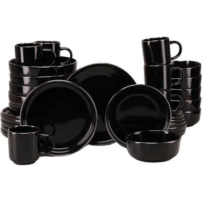 Creatable , 24786, seria Nordic Festive czarny, 30-częściowy zestaw naczyń dla 6 osób, serwis kombi z kamionki, nadaje się do mycia w zmywarce i używania w kuchence mikrofalowej, wysokiej jakości Creatable , 24786, seria Nordic Festive czarny, 30-częściowy zestaw naczyń dla 6 osób, serwis kombi z kamionki, nadaje się do mycia w zmywarce i używania w kuchence mikrofalowej, wysokiej jakości
