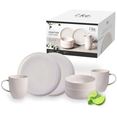 Villeroy & Boch Crafted Cotton, 6-częściowy zestaw śniadaniowy, można myć w zmywarce, można używać w kuchence mikrofalowej, talerz obiadowy, naczynia ceramiczne, zastawa stołowa Villeroy & Boch Crafted Cotton, 6-częściowy zestaw śniadaniowy, można myć w zmywarce, można używać w kuchence mikrofalowej, talerz obiadowy, naczynia ceramiczne, zastawa stołowa