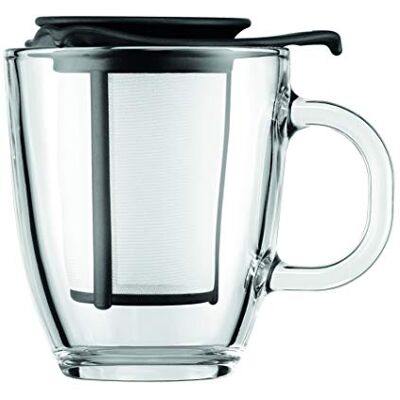 Bodum YO-YO kubek szklany z filtrem z tworzywa sztucznego (0,35 l), czarny, 1 sztuka (1 opakowanie) Bodum YO-YO kubek szklany z filtrem z tworzywa sztucznego (0,35 l), czarny, 1 sztuka (1 opakowanie)
