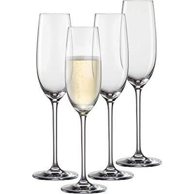 Schott Zwiesel Kieliszki do szampana Vinos (zestaw 4 szt.), pełne wdzięku kieliszki do szampana z punktu musującego, nadają się do mycia w zmywarce, Made in Germany (nr art. 130010) Schott Zwiesel Kieliszki do szampana Vinos (zestaw 4 szt.), pełne wdzięku kieliszki do szampana z punktu musującego, nadają się do mycia w zmywarce, Made in Germany (nr art. 130010)