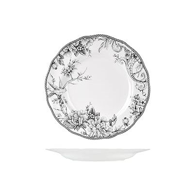 H&H Mayfair Zestaw 6 talerzy obiadowych, porcelana, szaro-biały, 27,5 cm, angielski H&H Mayfair Zestaw 6 talerzy obiadowych, porcelana, szaro-biały, 27,5 cm, angielski