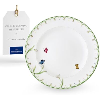 Villeroy & Boch Kolorowa Wiosna Talerz Obiadowy, Porcelana, Biały, 27 cm Villeroy & Boch Kolorowa Wiosna Talerz Obiadowy, Porcelana, Biały, 27 cm