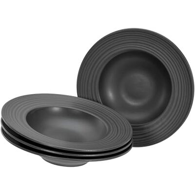 Creatable , 21821, seria Lava Stone Black, 4-częściowy zestaw naczyń, zestaw talerzy z kamionki, nadaje się do mycia w zmywarce i używania w kuchence mikrofalowej, wyprodukowano w Portugalii Creatable , 21821, seria Lava Stone Black, 4-częściowy zestaw naczyń, zestaw talerzy z kamionki, nadaje się do mycia w zmywarce i używania w kuchence mikrofalowej, wyprodukowano w Portugalii