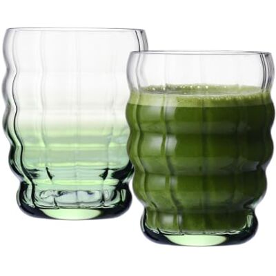 KROSNO Szklanki do latte i herbaty 2 szt. 400 ml, kolekcja Matcha Moments – Zielony gradient, kryształ bez ołowiu – Nowoczesne szklanki do gorących napojów, można myć w zmywarce KROSNO Szklanki do latte i herbaty 2 szt. 400 ml, kolekcja Matcha Moments – Zielony gradient, kryształ bez ołowiu – Nowoczesne szklanki do gorących napojów, można myć w zmywarce