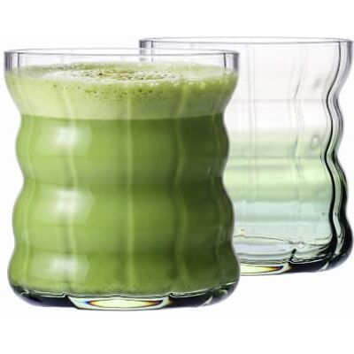 KROSNO Szklanki do latte i herbaty 2 szt. 310 ml, kolekcja Matcha Moments – Zielony gradient, kryształ bez ołowiu – Małe szklanki do gorących napojów, można myć w zmywarce KROSNO Szklanki do latte i herbaty 2 szt. 310 ml, kolekcja Matcha Moments – Zielony gradient, kryształ bez ołowiu – Małe szklanki do gorących napojów, można myć w zmywarce