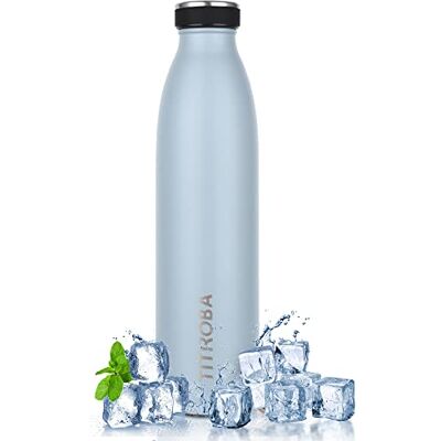 TITIROBA Butelka na napoje ze stali nierdzewnej, 750 ml, szczelna butelka na wodę, z podwójnymi ściankami, nie zawiera BPA, zimna przez 24 godziny, ciepła biel i 12 godzin, niebieska TITIROBA Butelka na napoje ze stali nierdzewnej, 750 ml, szczelna butelka na wodę, z podwójnymi ściankami, nie zawiera BPA, zimna przez 24 godziny, ciepła biel i 12 godzin, niebieska