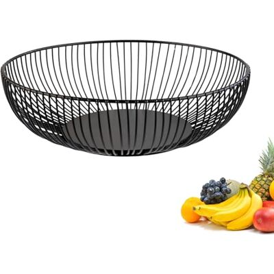 Westmark Kosz druciany Lumos duży – stylowa miska na owoce i kosz na chleb – dekoracyjny metalowy kosz na owoce, warzywa, chleb i bułki – czarny, 28 cm Westmark Kosz druciany Lumos duży – stylowa miska na owoce i kosz na chleb – dekoracyjny metalowy kosz na owoce, warzywa, chleb i bułki – czarny, 28 cm