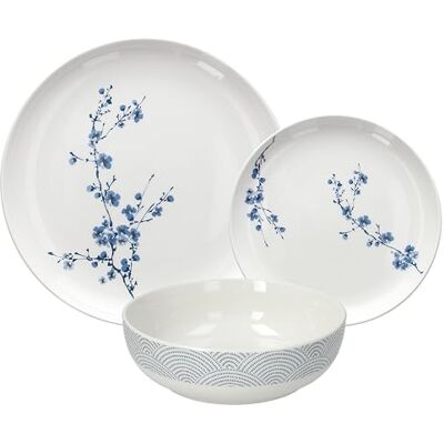 Tognana Orientalna krawędź, 18-częściowy serwis obiadowy dla 6 osób, porcelana, biały/niebieski Tognana Orientalna krawędź, 18-częściowy serwis obiadowy dla 6 osób, porcelana, biały/niebieski