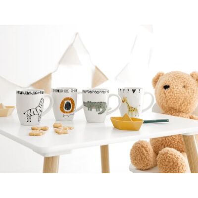 Creatable , 25050, seria Safari, 4-częściowy zestaw naczyń dla 4 osób, zestaw filiżanek z kamionki, nadaje się do mycia w zmywarce i używania w kuchence mikrofalowej, wysokiej jakości produkcja Creatable , 25050, seria Safari, 4-częściowy zestaw naczyń dla 4 osób, zestaw filiżanek z kamionki, nadaje się do mycia w zmywarce i używania w kuchence mikrofalowej, wysokiej jakości produkcja