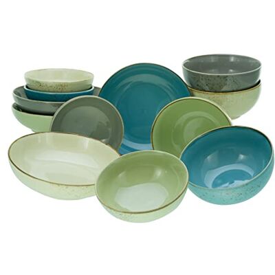 Creatable , 23412, seria Nature Collection kolorowy zestaw naczyń, 12-częściowy zestaw naczyń, zestaw misek z kamionki, nadaje się do mycia w zmywarce i używania w kuchence mikrofalowej, wysokiej Creatable , 23412, seria Nature Collection kolorowy zestaw naczyń, 12-częściowy zestaw naczyń, zestaw misek z kamionki, nadaje się do mycia w zmywarce i używania w kuchence mikrofalowej, wysokiej