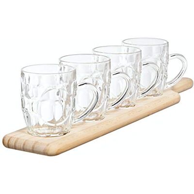 Cosy & Trendy Cosyyy&Trendy 605837 Zestaw do degustacji 4 kufle do piwa 28,5 Cl + 1 drewniana deska Cosy & Trendy Cosyyy&Trendy 605837 Zestaw do degustacji 4 kufle do piwa 28,5 Cl + 1 drewniana deska