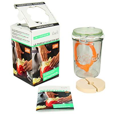Weck Le Parfait słoik z pałąkiem 750 ml (łącznie z gumowym pierścieniem, szkło do fermentacji/przetworów, słoik na przetwory z zeszytem z przepisami) 44839 Weck Le Parfait słoik z pałąkiem 750 ml (łącznie z gumowym pierścieniem, szkło do fermentacji/przetworów, słoik na przetwory z zeszytem z przepisami) 44839