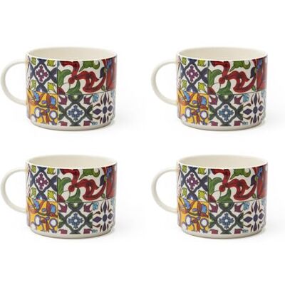 Excelsa Lisbona Jumbo, Porcelana, zestaw 4 filiżanek, pojemność 500 ml, wielokolorowy Excelsa Lisbona Jumbo, Porcelana, zestaw 4 filiżanek, pojemność 500 ml, wielokolorowy