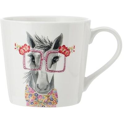 MIKASA Tipperleyhill Porcelanowy kubek, kubek z porcelany o pojemności 380 ml z detalami z prawdziwego złota, nowatorski kubek na kawę i herbatę z nadrukiem konia, zapakowany na prezent MIKASA Tipperleyhill Porcelanowy kubek, kubek z porcelany o pojemności 380 ml z detalami z prawdziwego złota, nowatorski kubek na kawę i herbatę z nadrukiem konia, zapakowany na prezent