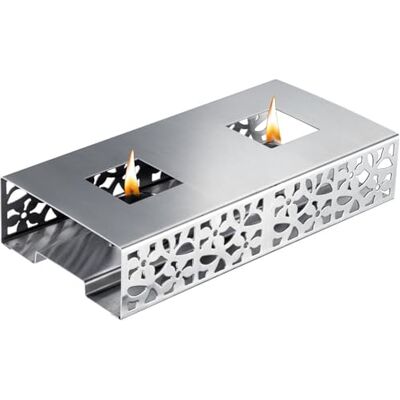 Westmark Podgrzewacz do Jedzenia, Optymalnej Jakości Podgrzewacz do Utrzymywania Ciepła Potraw na Stole, z Dwiema Świeczkami, 240 x 120 x 52 mm, Stal Nierdzewna Westmark Podgrzewacz do Jedzenia, Optymalnej Jakości Podgrzewacz do Utrzymywania Ciepła Potraw na Stole, z Dwiema Świeczkami, 240 x 120 x 52 mm, Stal Nierdzewna