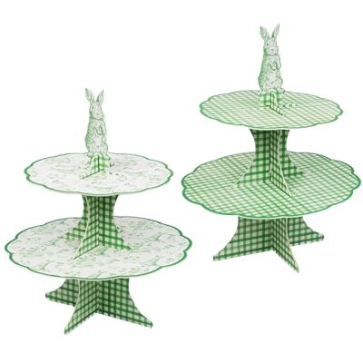 Talking Tables Wielokrotnego użytku stojak na ciasto wielkanocne, 2-poziomowy, motyw wiosennego króliczka, 100% papierowa karta dwustronna, tort na urodziny, popołudniową herbatę, baby shower, piknik, Talking Tables Wielokrotnego użytku stojak na ciasto wielkanocne, 2-poziomowy, motyw wiosennego króliczka, 100% papierowa karta dwustronna, tort na urodziny, popołudniową herbatę, baby shower, piknik,