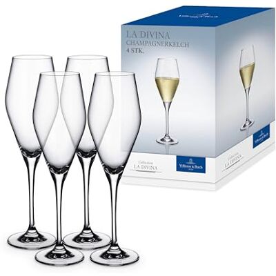 Villeroy & Boch La Divina, Kieliszek szampan, zestaw 4 sztuki, 260ml, szkło kryształowe, można myć w zmywarce Villeroy & Boch La Divina, Kieliszek szampan, zestaw 4 sztuki, 260ml, szkło kryształowe, można myć w zmywarce