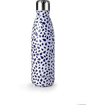 IBILI – Butelka termiczna ze wzorem kropelek, z podwójnymi ściankami, 500 ml, stal nierdzewna 18/10, podwójne ścianki, wielokrotnego użytku IBILI – Butelka termiczna ze wzorem kropelek, z podwójnymi ściankami, 500 ml, stal nierdzewna 18/10, podwójne ścianki, wielokrotnego użytku