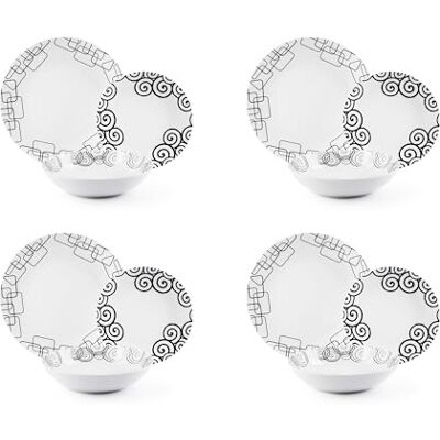 Excelsa Magic Black serwis obiadowy, 12 sztuk, porcelana, zestaw 4 osób, biały i czarny, wielokolorowy Excelsa Magic Black serwis obiadowy, 12 sztuk, porcelana, zestaw 4 osób, biały i czarny, wielokolorowy