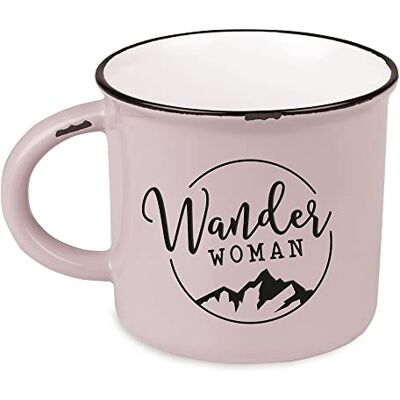 Grafik Werkstatt Filiżanka do kawy w stylu vintage ceramiczny kubek na prezent 400 ml alpejski Wander Woman, różowy Grafik Werkstatt Filiżanka do kawy w stylu vintage ceramiczny kubek na prezent 400 ml alpejski Wander Woman, różowy
