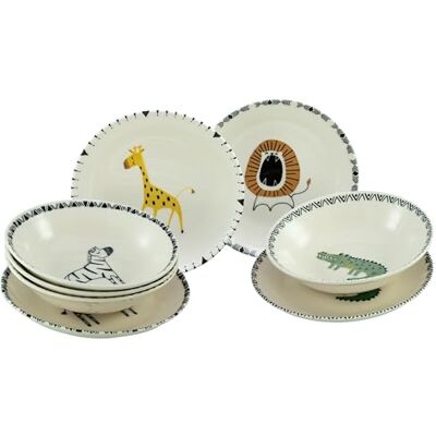 Creatable , 24863, seria Safari Bunt, 8-częściowy zestaw naczyń dla 4 osób, zestaw talerzy z kamionki, nadaje się do mycia w zmywarce i używania w kuchence mikrofalowej, wysokiej jakości produkcja Creatable , 24863, seria Safari Bunt, 8-częściowy zestaw naczyń dla 4 osób, zestaw talerzy z kamionki, nadaje się do mycia w zmywarce i używania w kuchence mikrofalowej, wysokiej jakości produkcja