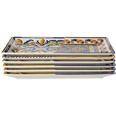 H&H 838620 Positano zestaw 6 prostokątnych talerzy, kamionka, 25 x 15 cm, kamień, niebieski H&H 838620 Positano zestaw 6 prostokątnych talerzy, kamionka, 25 x 15 cm, kamień, niebieski