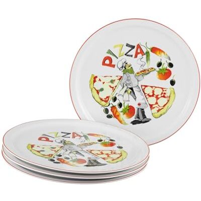 Creatable , 24441, seria Milano Luigi, 4-częściowy zestaw naczyń dla 4 osób, porcelanowe talerze do pizzy, nadają się do mycia w zmywarce i używania w kuchence mikrofalowej, wysokiej jakości Creatable , 24441, seria Milano Luigi, 4-częściowy zestaw naczyń dla 4 osób, porcelanowe talerze do pizzy, nadają się do mycia w zmywarce i używania w kuchence mikrofalowej, wysokiej jakości