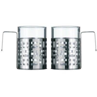 Premier Housewares Kubek do cappuccino duże zestawy kubków do kawy/herbaty zestaw 2, chrom wysokość 9 x szerokość 9 x głębokość 6 cm Premier Housewares Kubek do cappuccino duże zestawy kubków do kawy/herbaty zestaw 2, chrom wysokość 9 x szerokość 9 x głębokość 6 cm