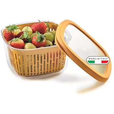 Snips Aroma Keeper Pojemnik na żywność, 1.5 l, musztardowy, kratka, wyprodukowany we Włoszech Snips Aroma Keeper Pojemnik na żywność, 1.5 l, musztardowy, kratka, wyprodukowany we Włoszech