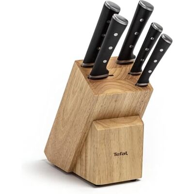 Tefal Ice Force K232S574, Zestaw 5 noży w drewnianym bloku, Wyjątkowa trwałość i skuteczność, Nóż szefa kuchni 20cm, Nóż do chleba 20cm, Nóż Santoku 18cm, Nóż uniwersalny 11cm, Nóż do warzyw 9cm Tefal Ice Force K232S574, Zestaw 5 noży w drewnianym bloku, Wyjątkowa trwałość i skuteczność, Nóż szefa kuchni 20cm, Nóż do chleba 20cm, Nóż Santoku 18cm, Nóż uniwersalny 11cm, Nóż do warzyw 9cm