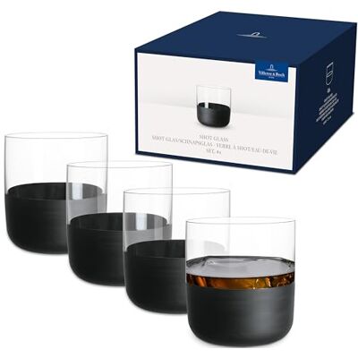 Villeroy & Boch – Manufacture Rock zestaw kieliszków do shotów/kieliszków do wódki, zestaw 4-cz., szkło kryształowe z matowym czarnym dnem, pojemność 40 ml Villeroy & Boch – Manufacture Rock zestaw kieliszków do shotów/kieliszków do wódki, zestaw 4-cz., szkło kryształowe z matowym czarnym dnem, pojemność 40 ml