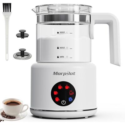 Morpilot Elektryczny szklany spieniacz do mleka 6 w 1, 500 ml, 600 W, zdejmowany dzbanek do zmywarki, ciepła i zimna pianka, podgrzewacz do mleka do Cappuccino Macchiato Latte Morpilot Elektryczny szklany spieniacz do mleka 6 w 1, 500 ml, 600 W, zdejmowany dzbanek do zmywarki, ciepła i zimna pianka, podgrzewacz do mleka do Cappuccino Macchiato Latte