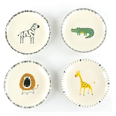 Creatable , 24704, seria Safari Bunt, 4-częściowy zestaw naczyń dla 4 osób, zestaw talerzy z kamionki, nadaje się do mycia w zmywarce i używania w kuchence mikrofalowej, wysokiej jakości produkcja Creatable , 24704, seria Safari Bunt, 4-częściowy zestaw naczyń dla 4 osób, zestaw talerzy z kamionki, nadaje się do mycia w zmywarce i używania w kuchence mikrofalowej, wysokiej jakości produkcja