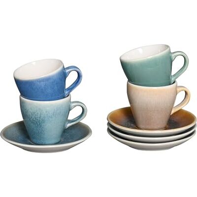 Creatable , 24043, seria Caldera, 8-częściowy zestaw naczyń dla 4 osób, zestaw do espresso z kamionki, nadaje się do mycia w zmywarce i używania w kuchence mikrofalowej, wysokiej jakości produkcja Creatable , 24043, seria Caldera, 8-częściowy zestaw naczyń dla 4 osób, zestaw do espresso z kamionki, nadaje się do mycia w zmywarce i używania w kuchence mikrofalowej, wysokiej jakości produkcja