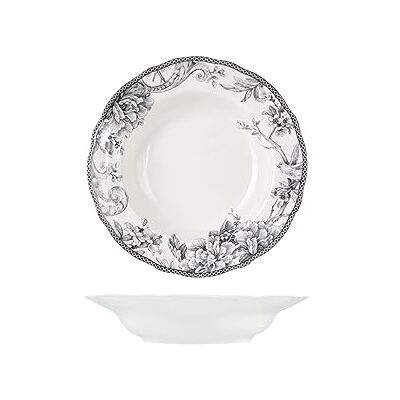 H&H Mayfair zestaw 6 talerzy obiadowych, porcelana, szaro-biały, 22,5 cm, angielski H&H Mayfair zestaw 6 talerzy obiadowych, porcelana, szaro-biały, 22,5 cm, angielski