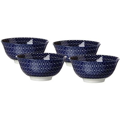 Ritzenhoff & Breker Royal Reiko zestaw miseczek 4-częściowy, średnica 15,5 cm, 650 ml, porcelanowe naczynia, niebiesko-białe Ritzenhoff & Breker Royal Reiko zestaw miseczek 4-częściowy, średnica 15,5 cm, 650 ml, porcelanowe naczynia, niebiesko-białe