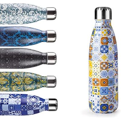 IBILI – Butelka termiczna Lisboa, z podwójnymi ściankami, 500 ml, stal nierdzewna 18/10, podwójne ścianki, wielokrotnego użytku IBILI – Butelka termiczna Lisboa, z podwójnymi ściankami, 500 ml, stal nierdzewna 18/10, podwójne ścianki, wielokrotnego użytku