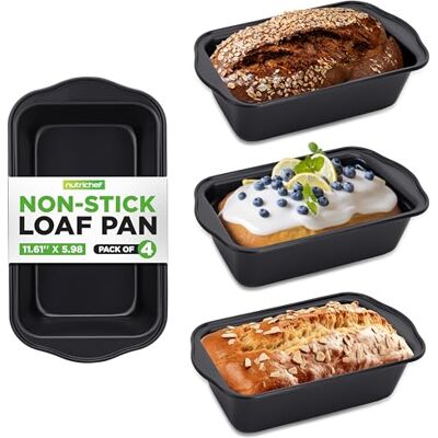 NutriChef Zestaw 4 Form do Pieczenia Chleba Premium Formy do Chleba z Powłoką Nieprzywierającą, Szybkie i Równomierne Rozprowadzanie Ciepła, Odporne na Temperatury do 450°F, Bez PFOA, PFOS i PTFE NutriChef Zestaw 4 Form do Pieczenia Chleba Premium Formy do Chleba z Powłoką Nieprzywierającą, Szybkie i Równomierne Rozprowadzanie Ciepła, Odporne na Temperatury do 450°F, Bez PFOA, PFOS i PTFE