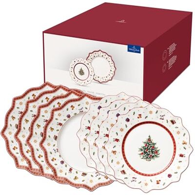 Villeroy & Boch Toy's Delight Zestaw Talerzy Obiadowych, Porcelana, Biały/Czerwony, 8 Części Villeroy & Boch Toy's Delight Zestaw Talerzy Obiadowych, Porcelana, Biały/Czerwony, 8 Części