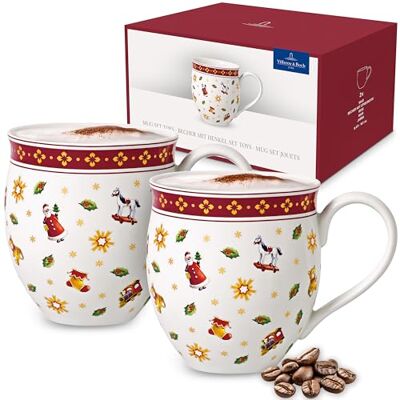 Villeroy & Boch Toy's Delight Zestaw Kubków Do Kawy, Porcelana, Biały/Czerwony, 2 Sztuki Villeroy & Boch Toy's Delight Zestaw Kubków Do Kawy, Porcelana, Biały/Czerwony, 2 Sztuki
