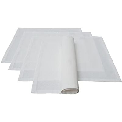 Lemos Home Wysokiej jakości zestaw podkładek na stół, 4 sztuki, ze 100% bawełny, kolekcja koncepcja, kolor i rozmiar do wyboru (zestaw 4 szt., 46 x 36 cm, białe) Lemos Home Wysokiej jakości zestaw podkładek na stół, 4 sztuki, ze 100% bawełny, kolekcja koncepcja, kolor i rozmiar do wyboru (zestaw 4 szt., 46 x 36 cm, białe)