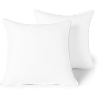 Amazon Basics Wypełnienie do poduszki, hipoalergiczna nadająca się do prania poduszka wewnętrzna z mikrofibry poduszka na sofę poduszka dekoracyjna, 45cm x 45cm, biała, 2 sztuki Amazon Basics Wypełnienie do poduszki, hipoalergiczna nadająca się do prania poduszka wewnętrzna z mikrofibry poduszka na sofę poduszka dekoracyjna, 45cm x 45cm, biała, 2 sztuki