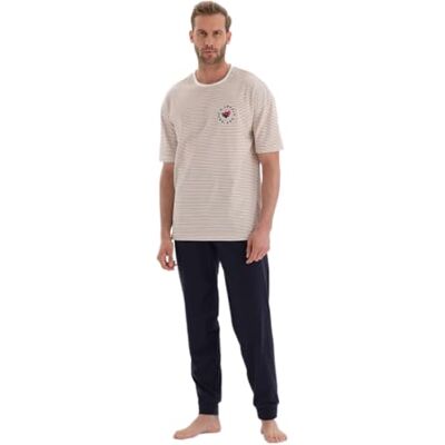 23SM18231NG Dagi Men's Cotton zestaw piżamy, Off White, 3XL, Off White, 3XL 23SM18231NG Dagi Men's Cotton zestaw piżamy, Off White, 3XL, Off White, 3XL