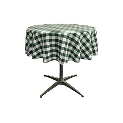 LA Linen Okrągły obrus w kratkę, 142 cm, zielony/biały LA Linen Okrągły obrus w kratkę, 142 cm, zielony/biały