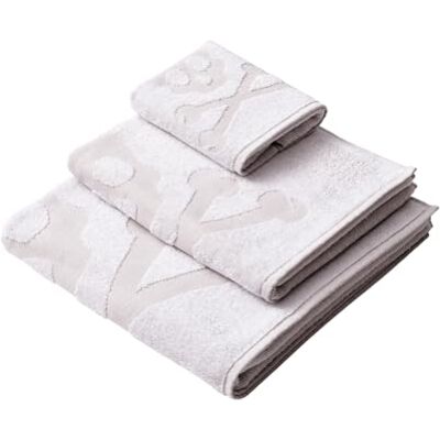 Scalpers Zestaw ręczników kąpielowych z czaszką (toaletka 30 x 50 cm + ręce 50 x 90 cm + łazienka 70x140 cm) 100% bawełna biały Home Scalpers Zestaw ręczników kąpielowych z czaszką (toaletka 30 x 50 cm + ręce 50 x 90 cm + łazienka 70x140 cm) 100% bawełna biały Home
