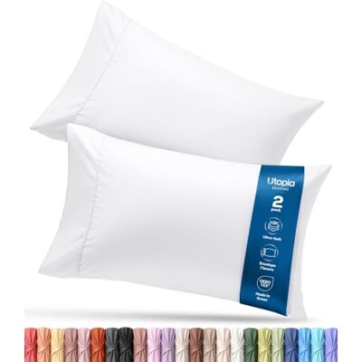 Utopia Bedding Poszewki na poduszki typu queen, 2 szt., zapięcie kopertowe, miękka szczotkowana tkanina z mikrofibry, odporne na kurczenie się i blaknięcie, 50 x 76 cm (Queen, białe) Utopia Bedding Poszewki na poduszki typu queen, 2 szt., zapięcie kopertowe, miękka szczotkowana tkanina z mikrofibry, odporne na kurczenie się i blaknięcie, 50 x 76 cm (Queen, białe)