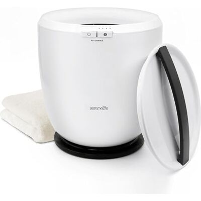 SereneLife Counter Towel Warmer Bucket with Customized Fragrance for Spa and Bathroom, Luxury Towel Heater, Auto Shut off, Fits 1 large Towel, Blanket, Bathrobe, PJs (Black) SereneLife Counter Towel Warmer Bucket with Customized Fragrance for Spa and Bathroom, Luxury Towel Heater, Auto Shut off, Fits 1 large Towel, Blanket, Bathrobe, PJs (Black)