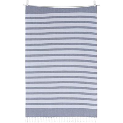 Sleepdown 100% bawełna, paski frędzle ręcznik plażowy miękki chłonny basen podróż kemping kąpiel sauna siłownia joga z torbą biały niebieski (80 x 165 cm) Sleepdown 100% bawełna, paski frędzle ręcznik plażowy miękki chłonny basen podróż kemping kąpiel sauna siłownia joga z torbą biały niebieski (80 x 165 cm)