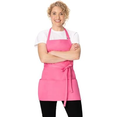 Chef Works Fartuch unisex z trzema kieszeniami, różowy, jeden rozmiar Chef Works Fartuch unisex z trzema kieszeniami, różowy, jeden rozmiar
